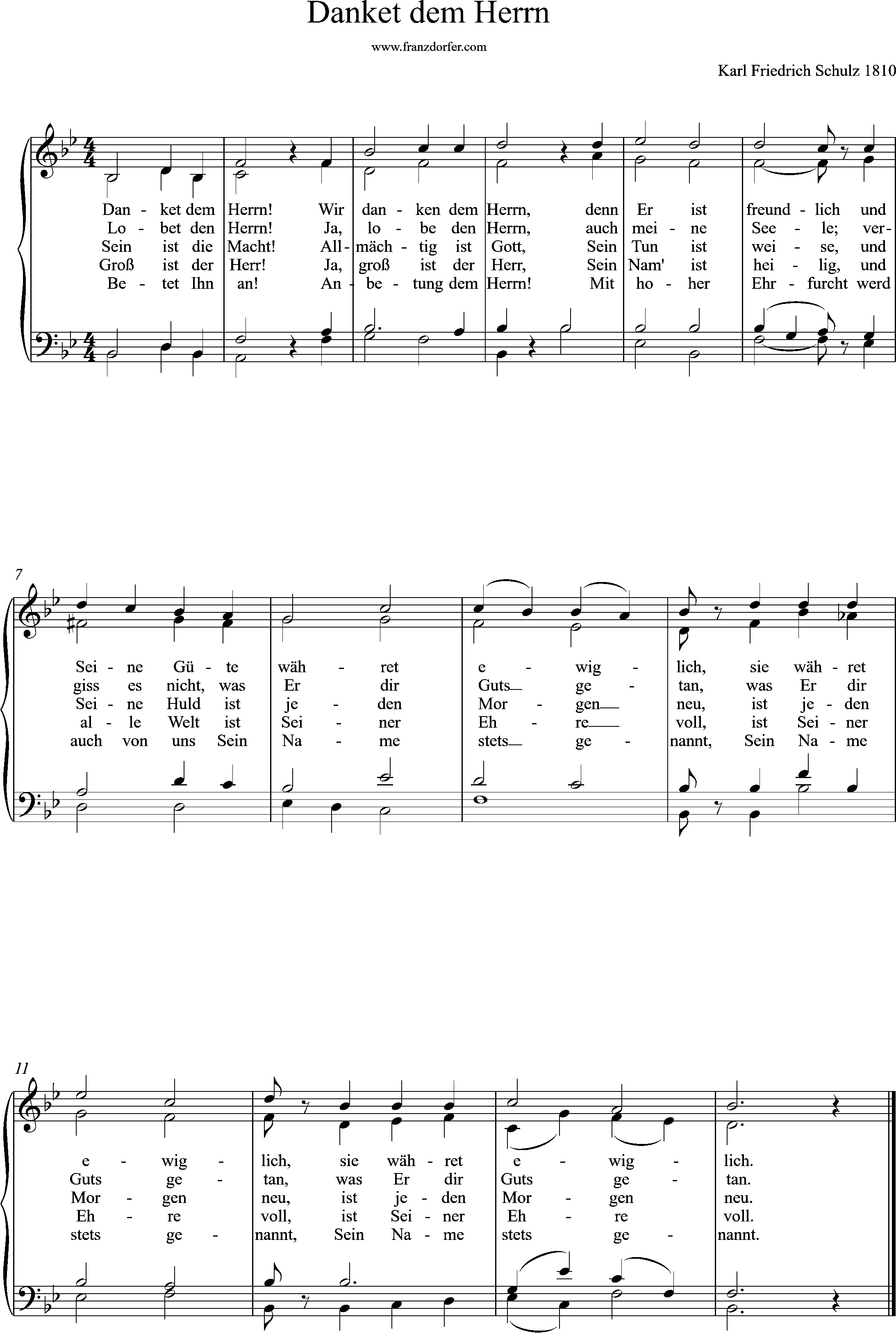 4stimmiger satz, Chor-, Orgelnoten, Danket dem Herrn